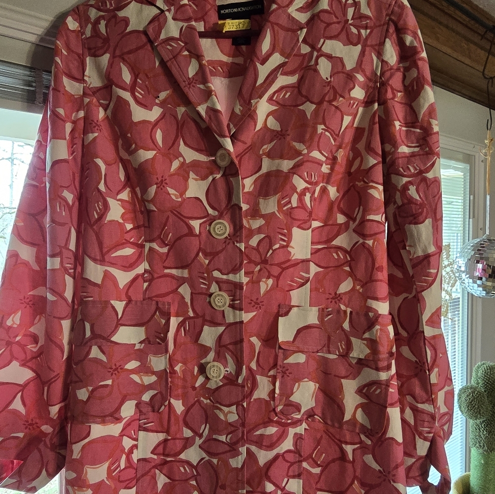 Norton McNaughton Pink and White Floral Jacket